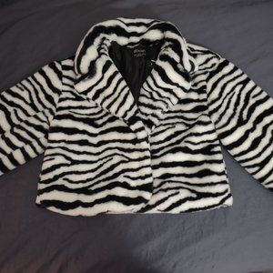 NWT Faux Fur Zebra Coat